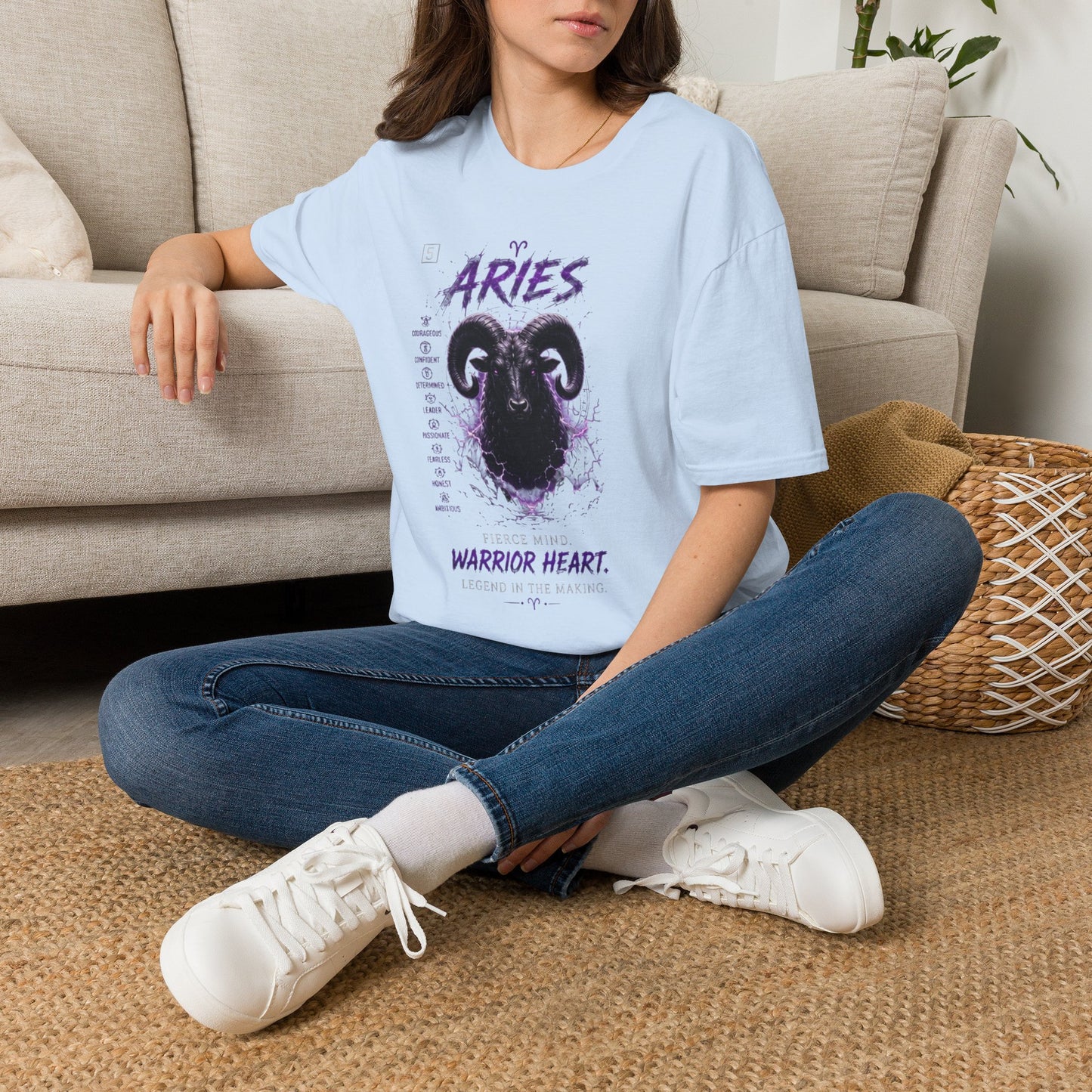 Aries Zodiac T‑Shirt — Warrior Heart Ram Astrology Tee