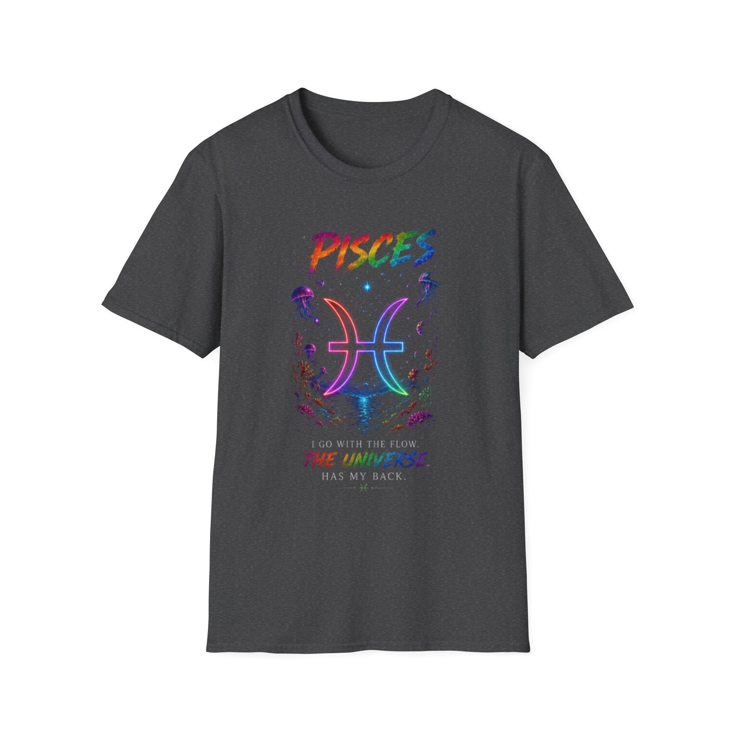 Pisces Zodiac T-Shirt — Rainbow Cosmic Fish Astrology Tee