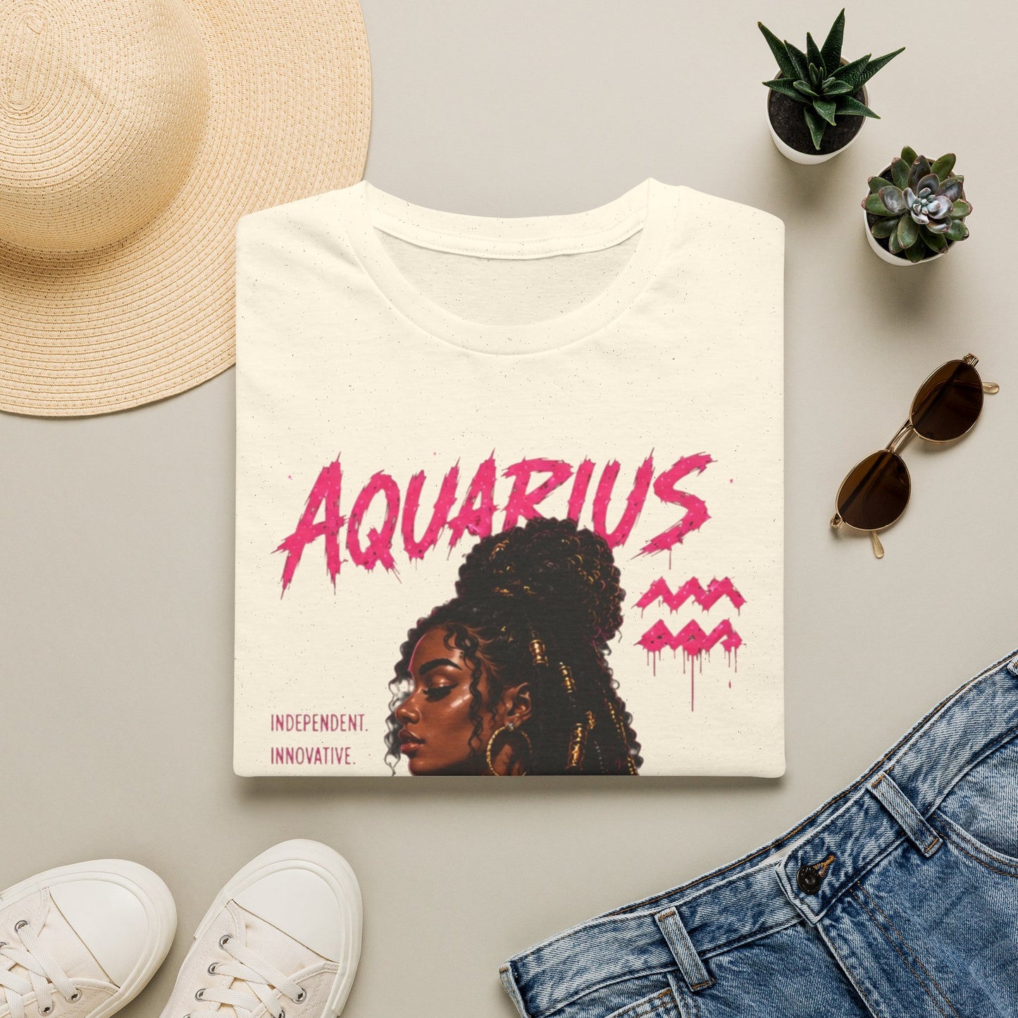 Aquarius Zodiac T-Shirt — Empowered Black Queen Astrology Tee