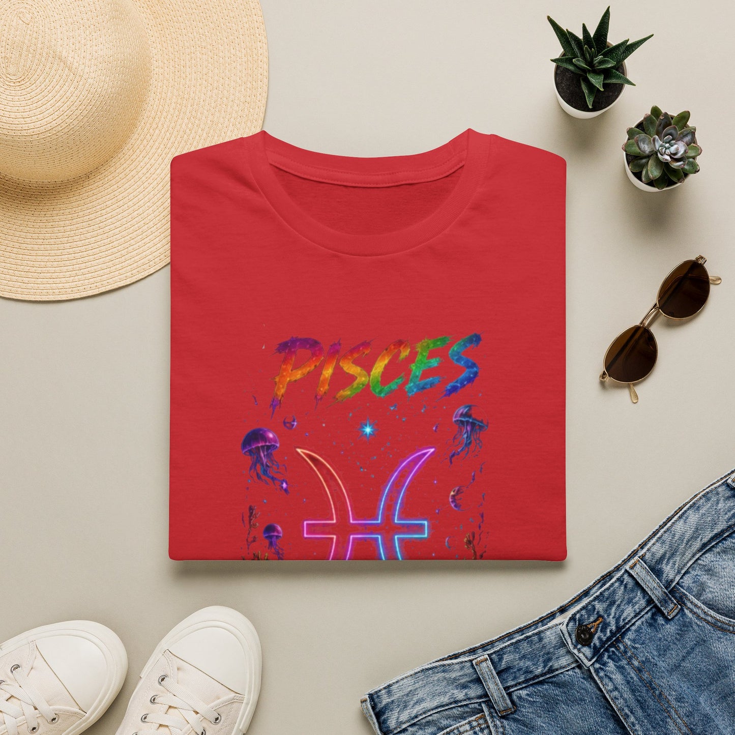 Pisces Zodiac T-Shirt — Rainbow Cosmic Fish Astrology Tee