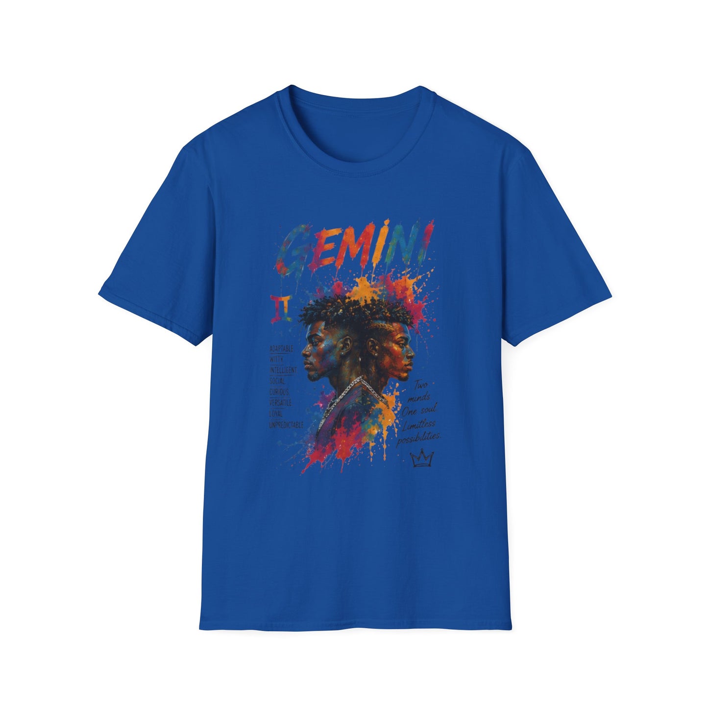 Gemini Zodiac T‑Shirt — Colorful Twin Silhouette Astrology Tee