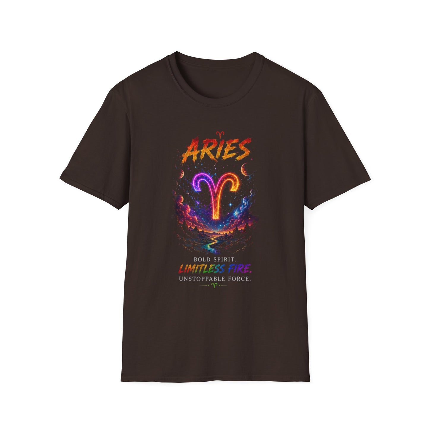 Aries Zodiac T-Shirt — Neon Aries Symbol Astrology Tee
