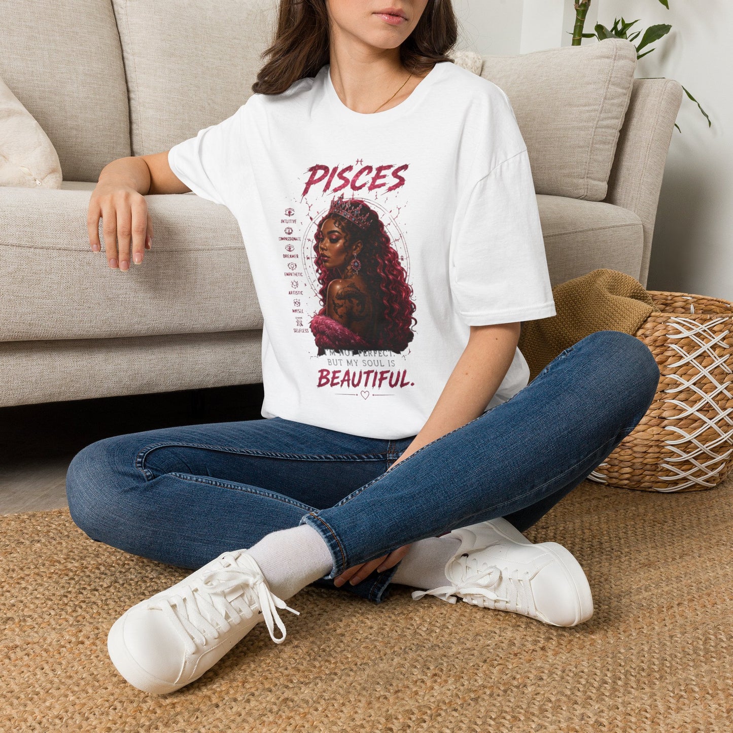 Pisces Zodiac T-Shirt — Afrocentric 'Pisces' Portrait Tee