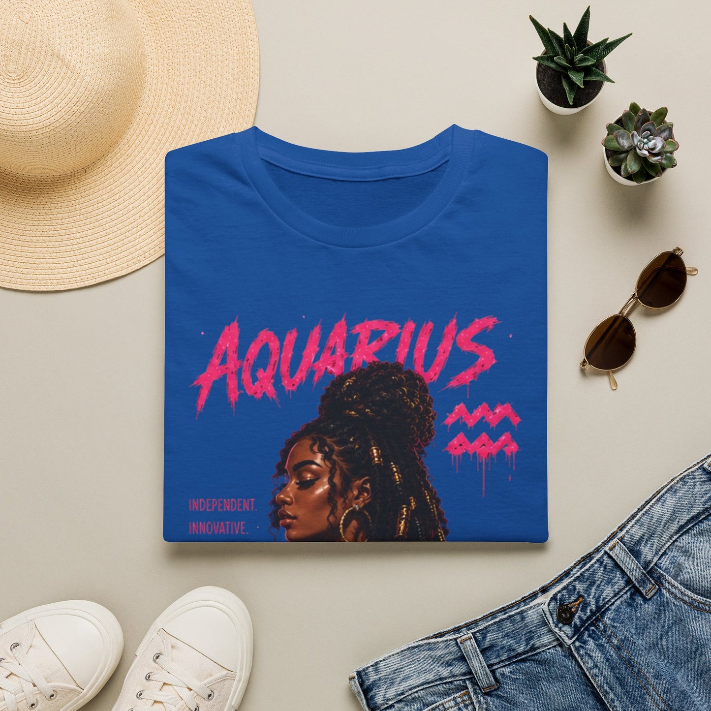 Aquarius Zodiac T-Shirt — Empowered Black Queen Astrology Tee