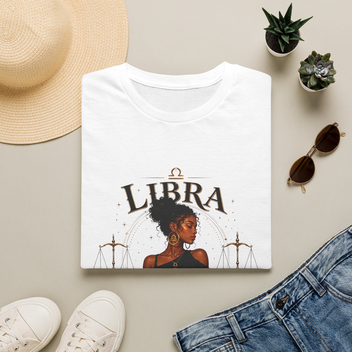 Libra Wolf T‑Shirt — Zodiac Astrology Tee with 'Loyal Heart' Design
