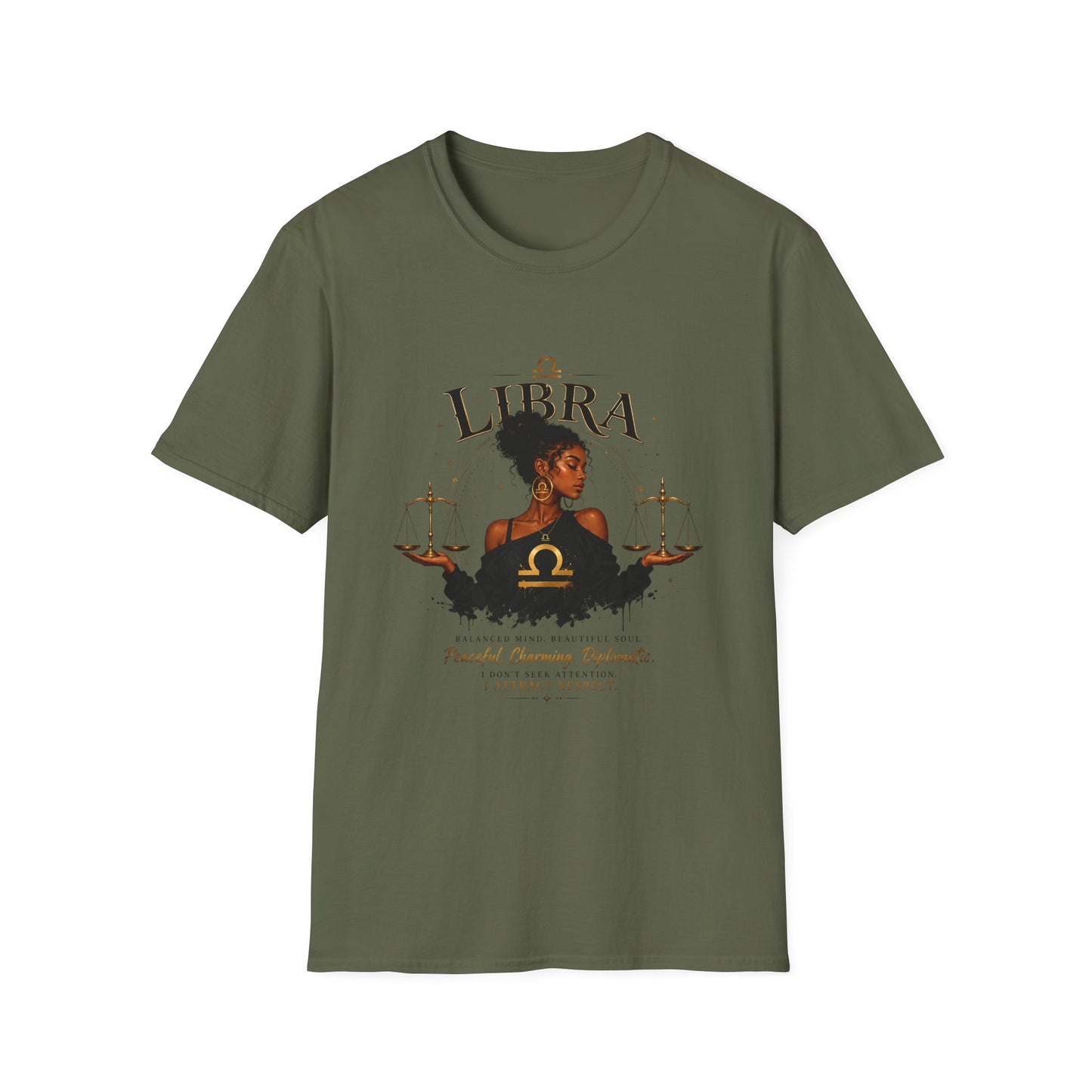 Libra Wolf T‑Shirt — Zodiac Astrology Tee with 'Loyal Heart' Design