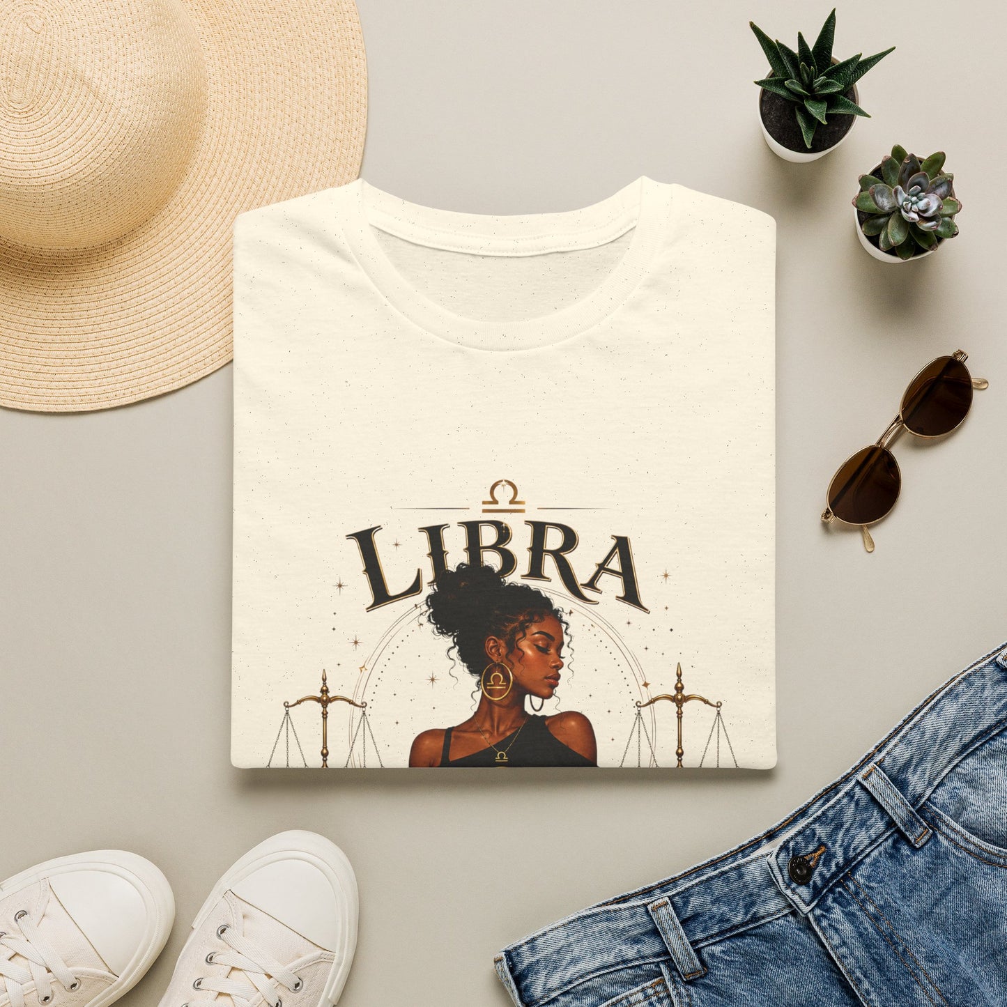 Libra Wolf T‑Shirt — Zodiac Astrology Tee with 'Loyal Heart' Design