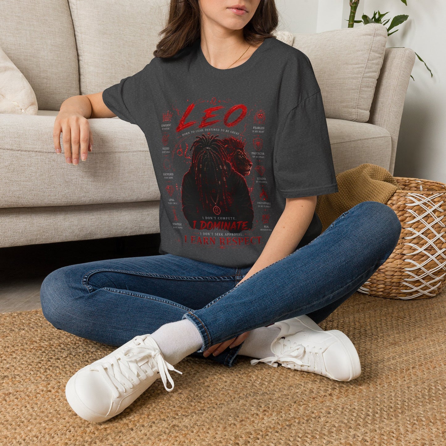 Leo Zodiac T-Shirt — Fierce Lion Astrology Tee (I Earn Respect)