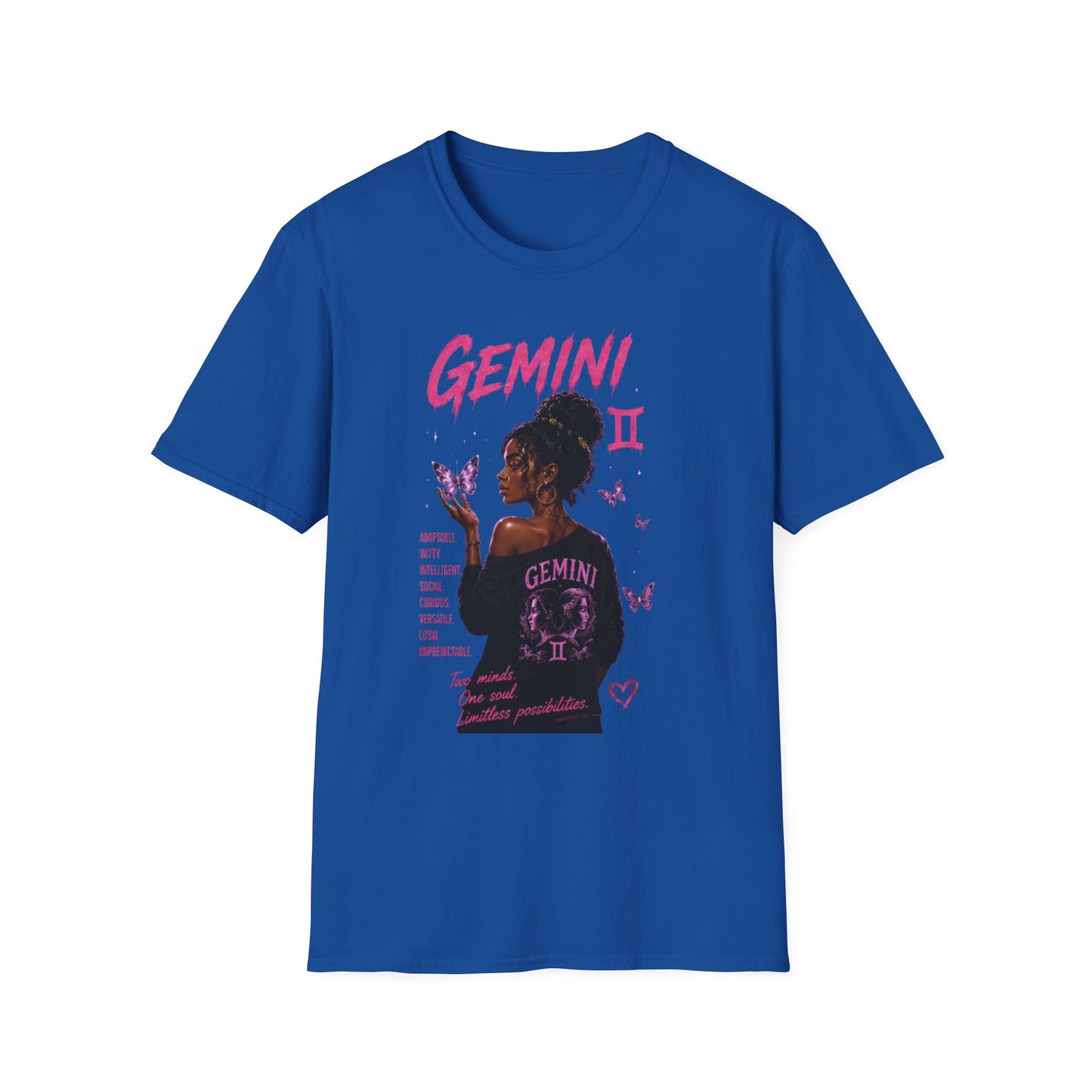 Gemini Zodiac T-Shirt — Black Girl Astrology Tee with Butterfly Art
