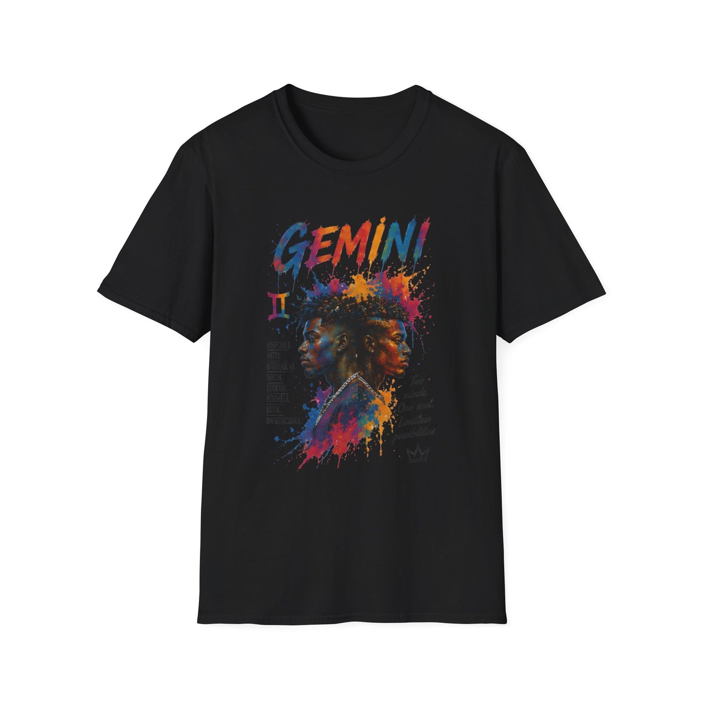 Gemini Zodiac T‑Shirt — Colorful Twin Silhouette Astrology Tee