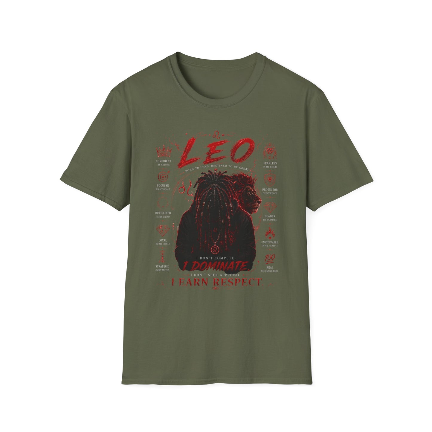 Leo Zodiac T-Shirt — Fierce Lion Astrology Tee (I Earn Respect)