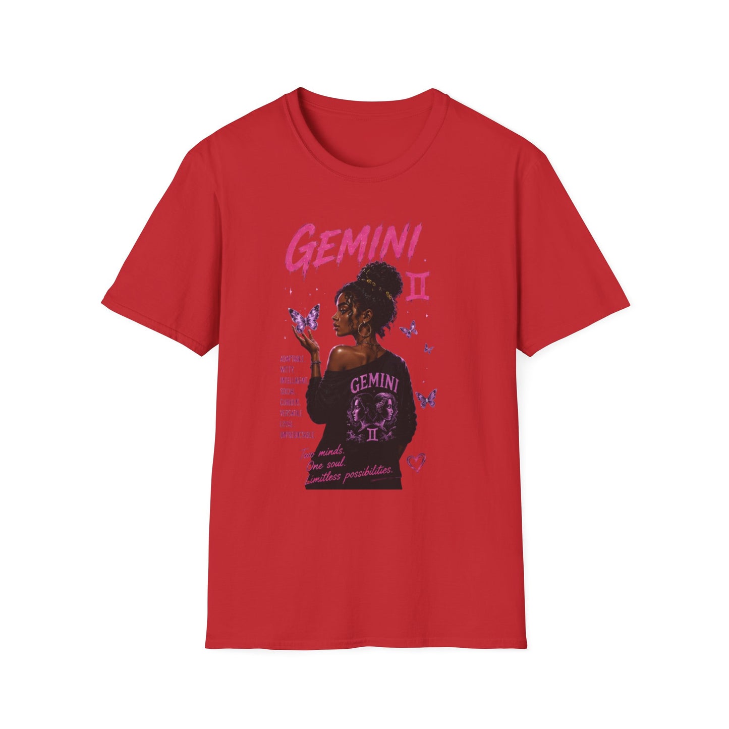 Gemini Zodiac T-Shirt — Black Girl Astrology Tee with Butterfly Art