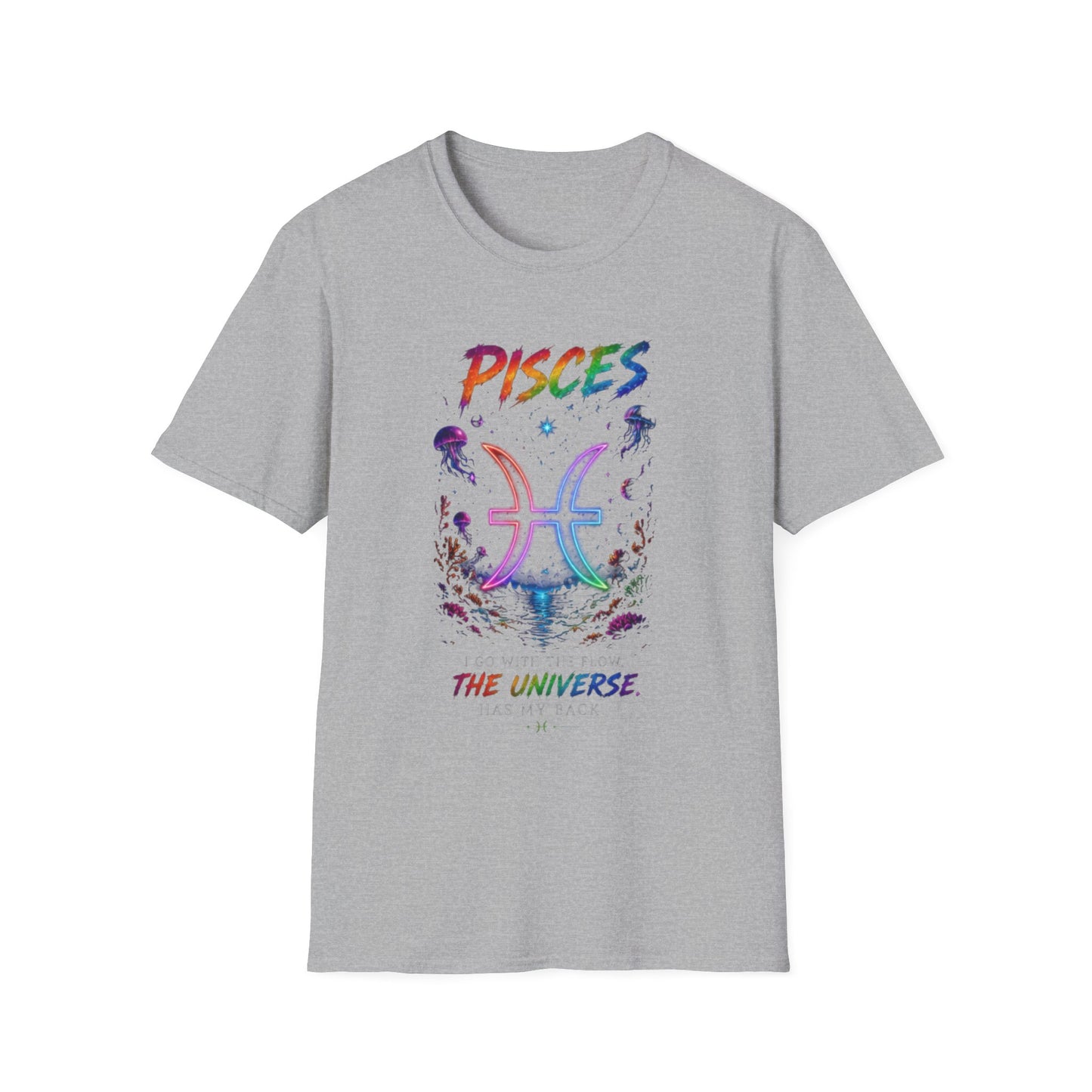 Pisces Zodiac T-Shirt — Rainbow Cosmic Fish Astrology Tee