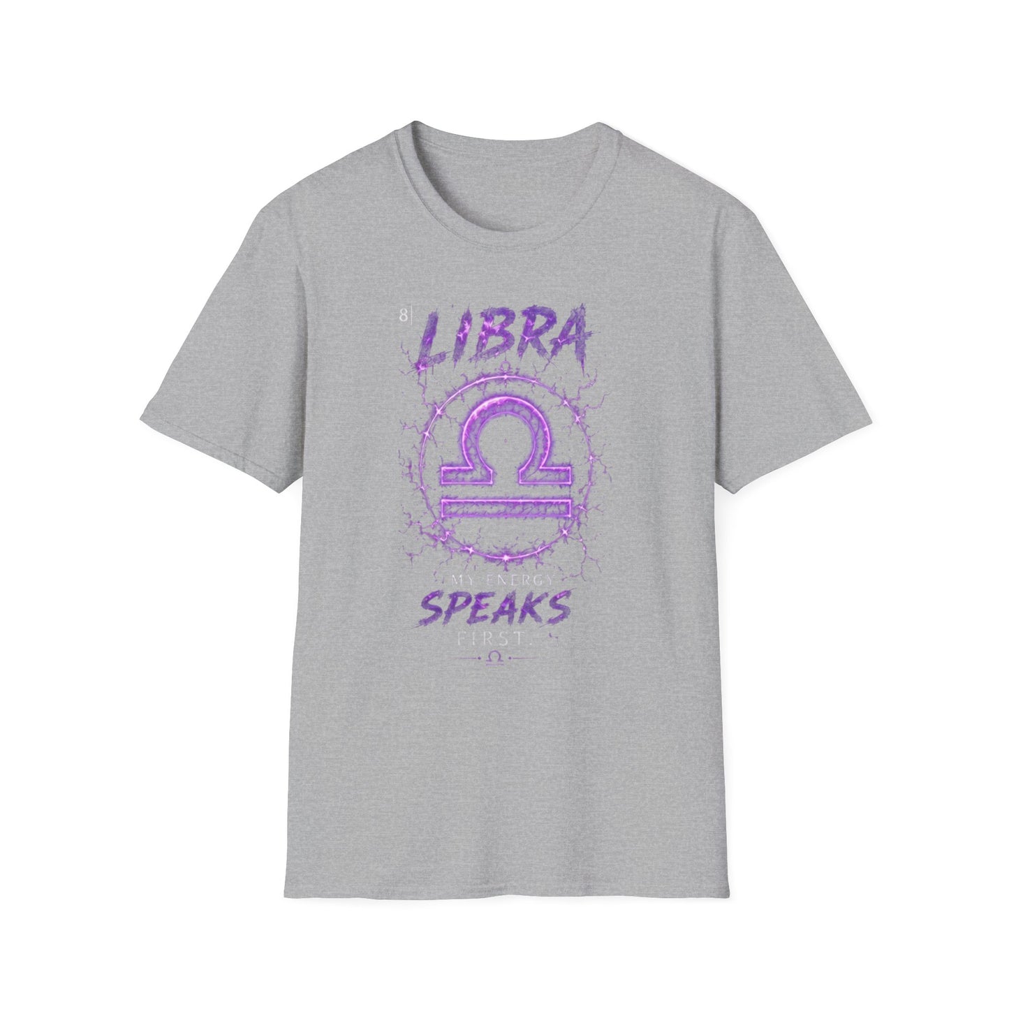 Libra Zodiac T-Shirt — Purple Libra Symbol & "Libra Speaks" Graphic