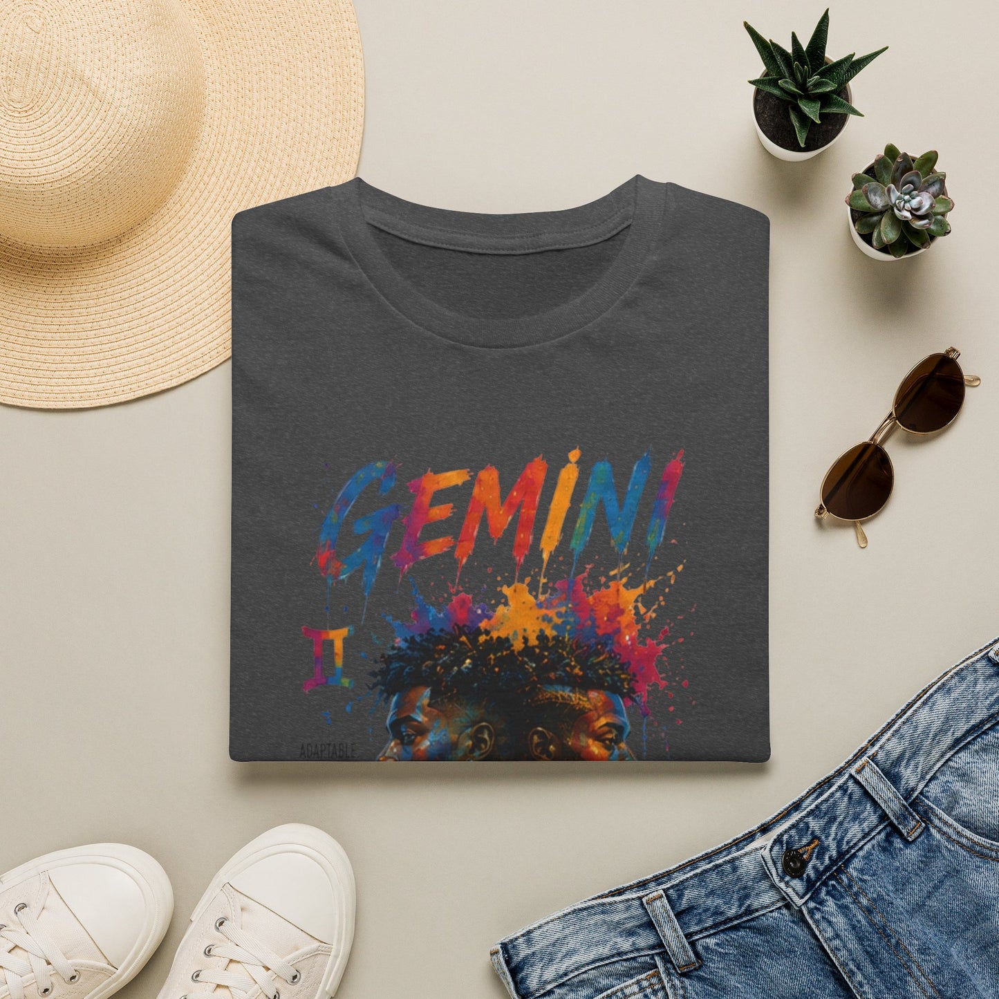 Gemini Zodiac T‑Shirt — Colorful Twin Silhouette Astrology Tee