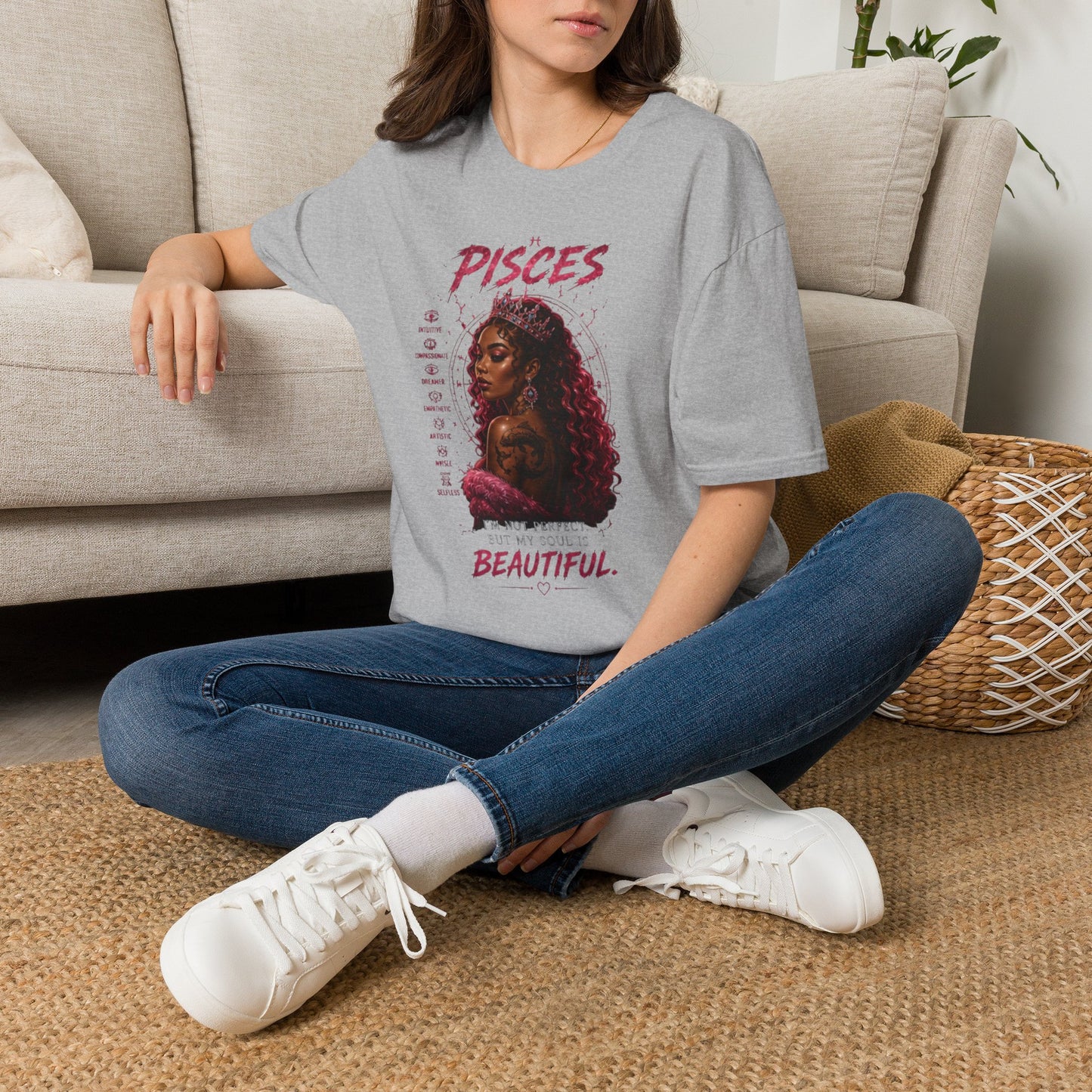 Pisces Zodiac T-Shirt — Afrocentric 'Pisces' Portrait Tee