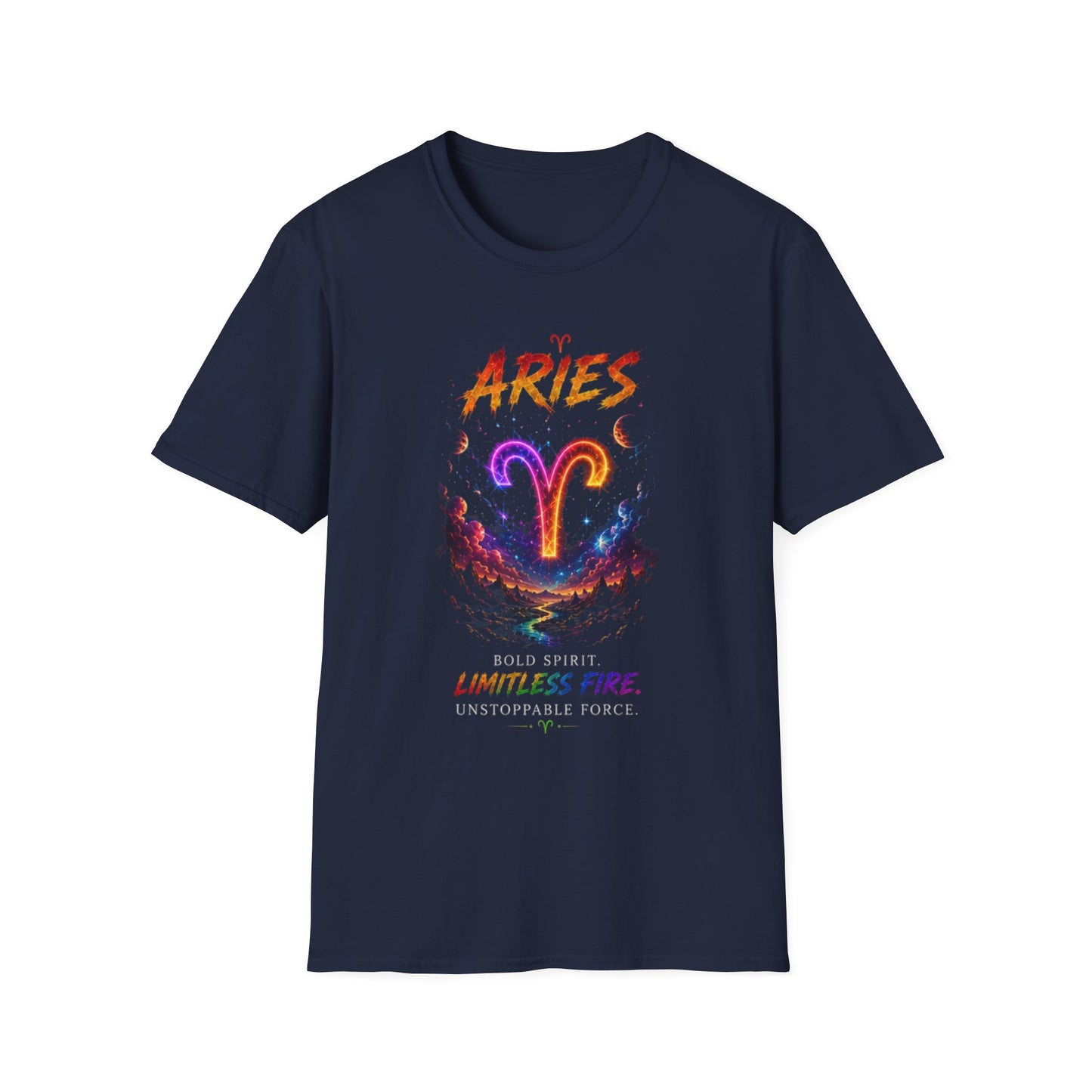 Aries Zodiac T-Shirt — Neon Aries Symbol Astrology Tee